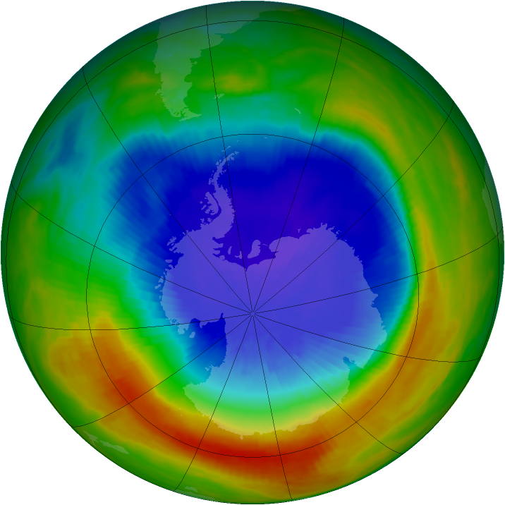 Antarctic ozone map for 24 October 1989